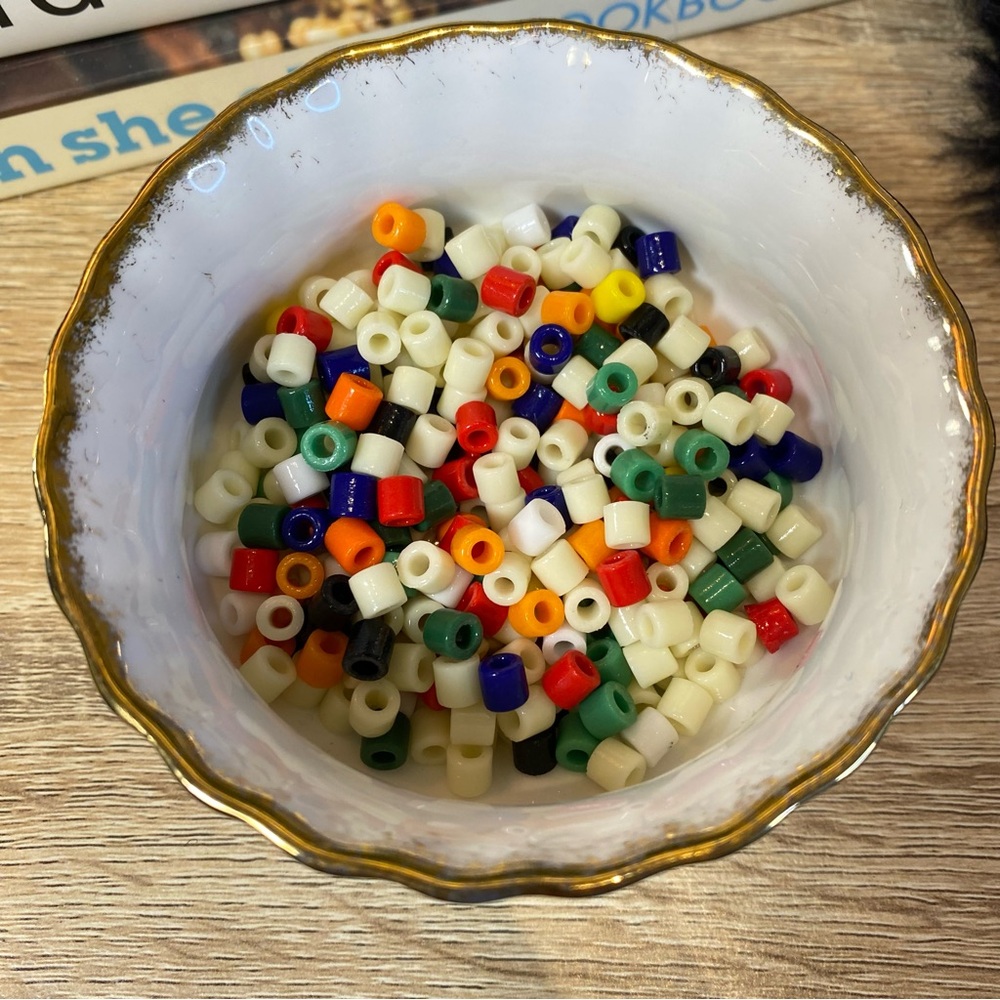 500 Vintage Colorful Tile Glass Barrel Beads - 5mm, 3mm Hole